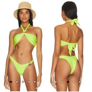 NWT Camila Coelho Sintia Bikini Neon Yellow $166 XS